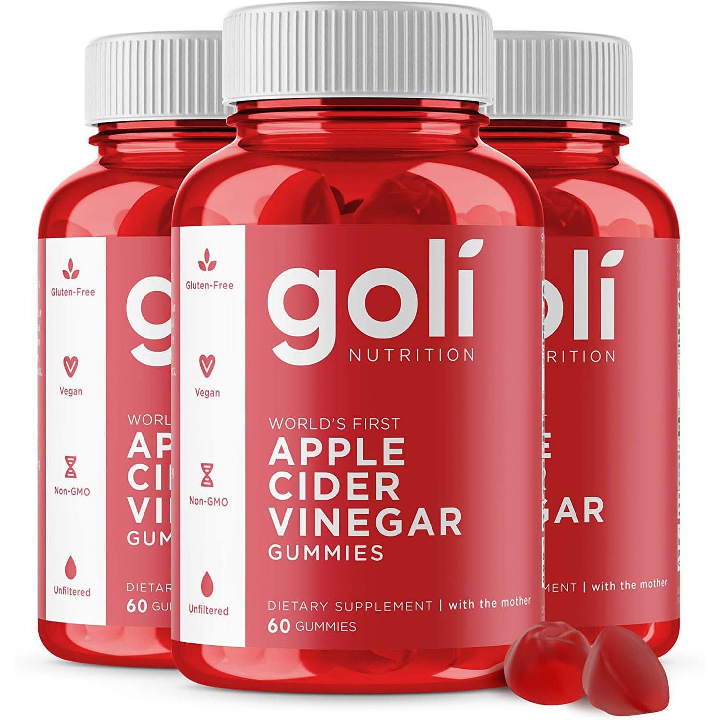 Paquete de 3: Vitaminas en gomitas de vinagre de sidra de manzana Goli