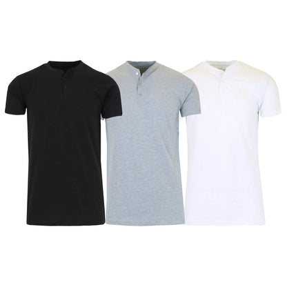 Camiseta Henley de manga corta entallada para hombre, 3 unidades