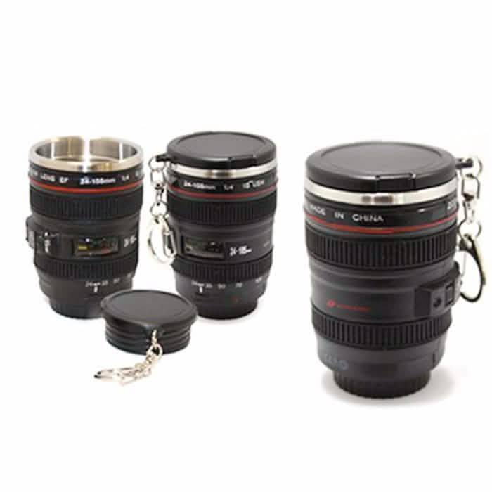 Paquete de 3: Vasos de chupito con forma de objetivo de cámara en miniatura