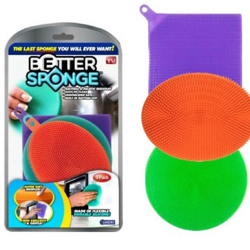 Paquete de 3: Esponjas de silicona texturizadas de varios colores - Como se ve en TV Better Sponge