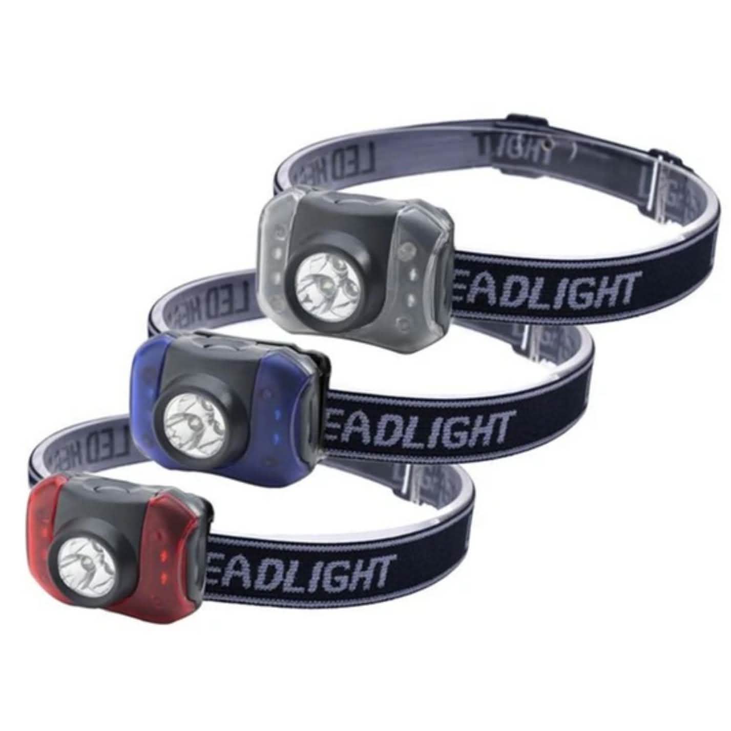 Paquete de 3: Linternas frontales de 7 LED manos libres Outdoor Nation para camping