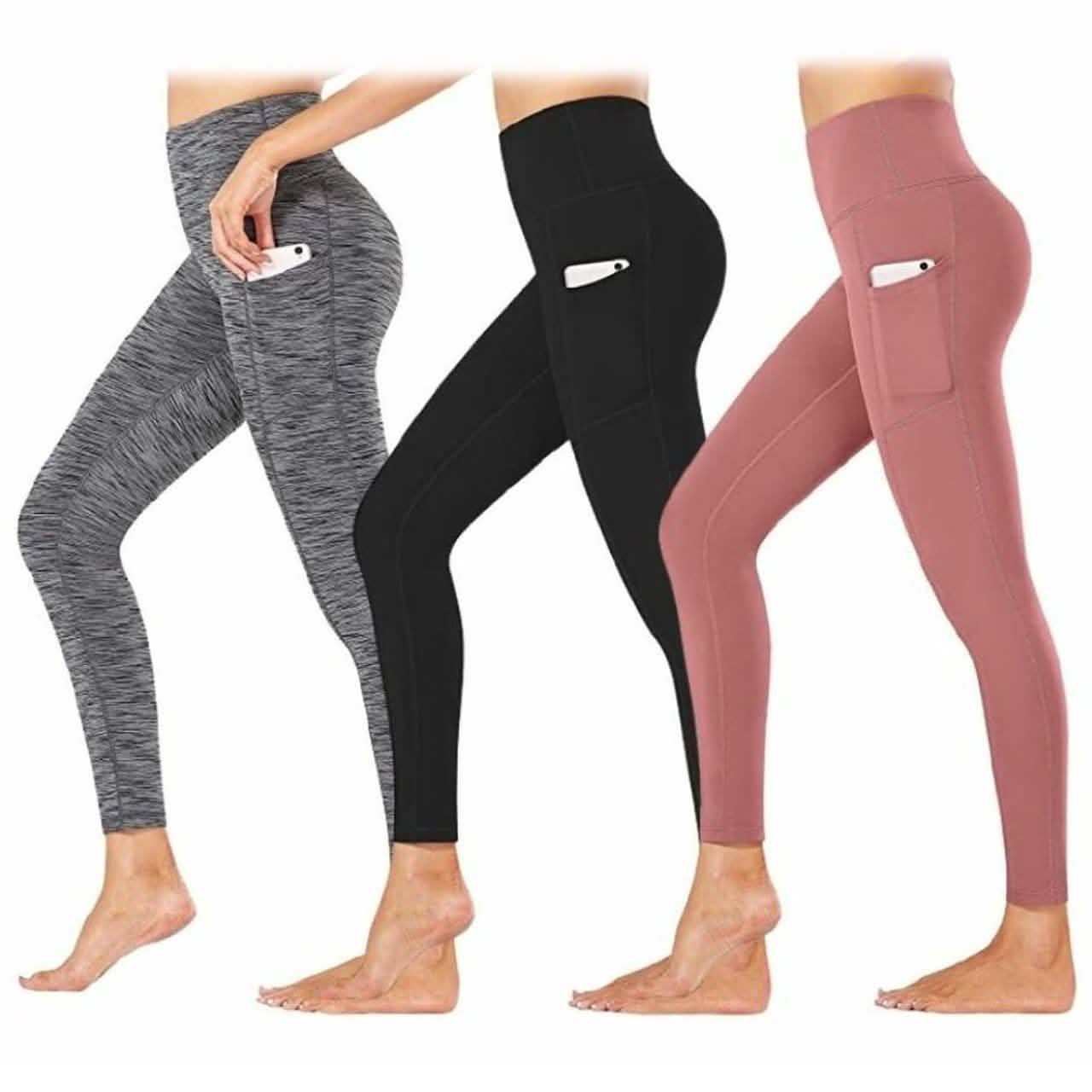 Paquete de 3: Leggings deportivos de mujer con bolsillos laterales