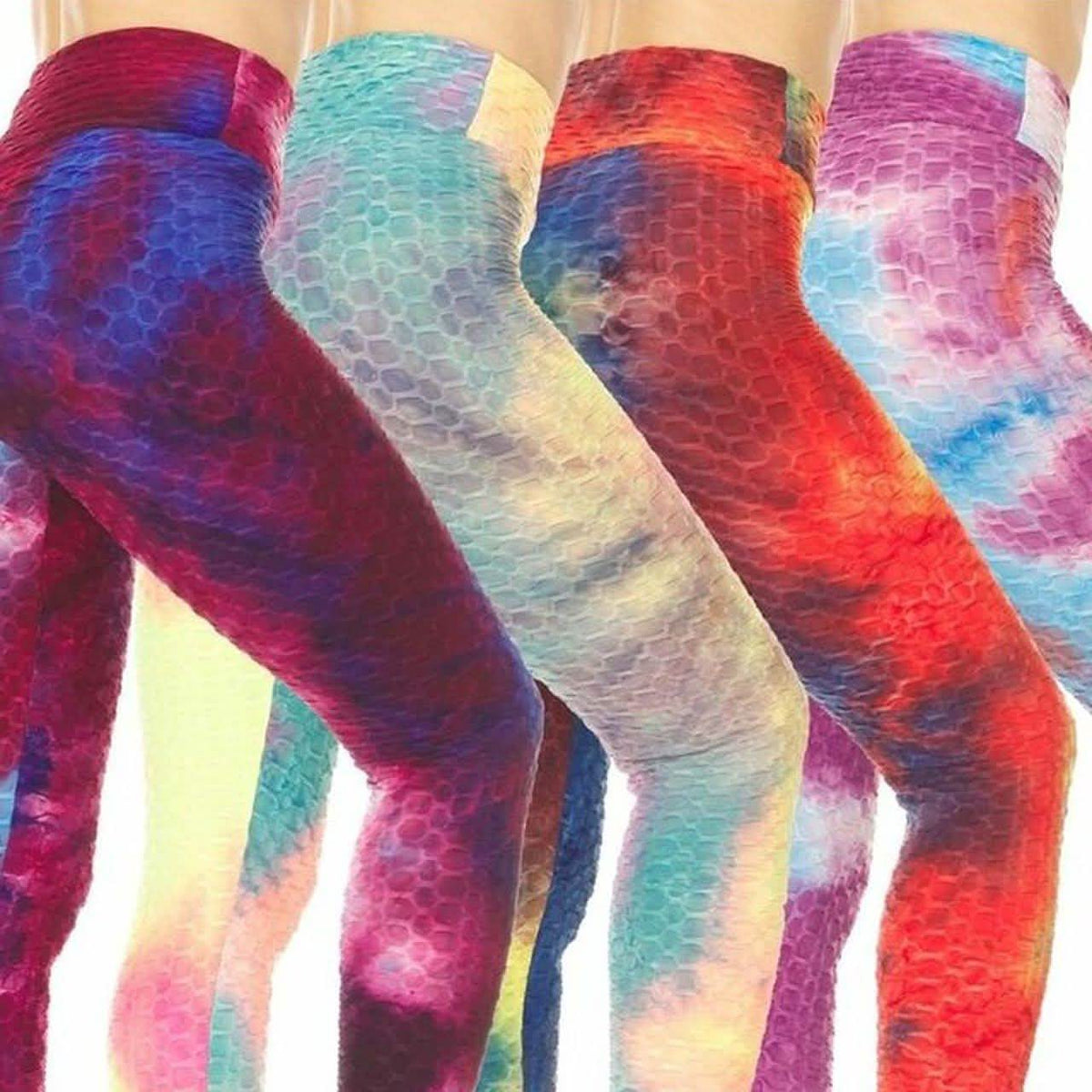 Paquete de 3: Leggings fruncidos de tiro alto con estampado Tie Dye para mujer