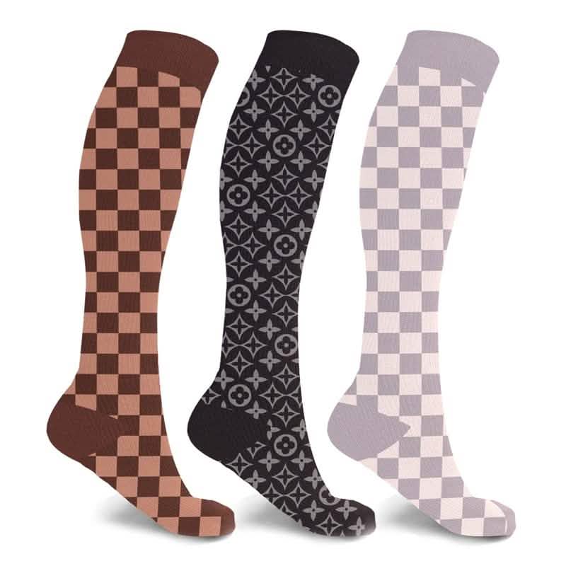 3 pares: Medias de compresión hasta la rodilla inspiradas en diseños de autor