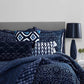 3-Piece: Global Indigo Mudcloth Cotton Quilt Set