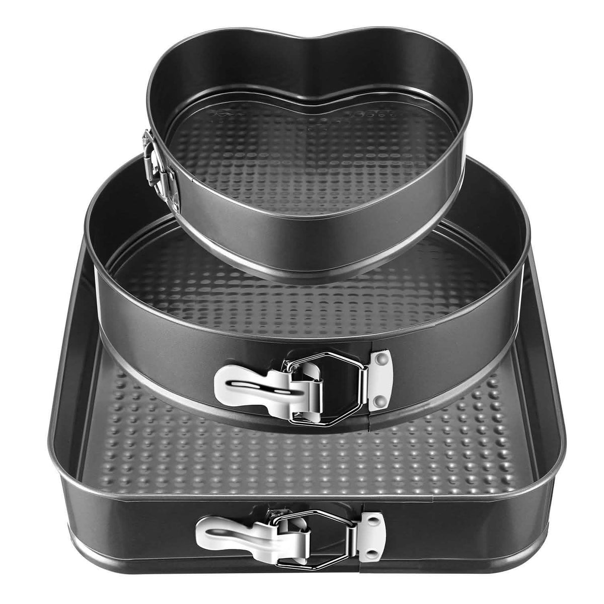 Juego de 3 moldes desmontables antiadherentes con base extraíble para pasteles