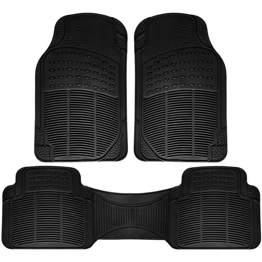 3 piezas: Alfombrillas de coche OxGord de goma estriada, juego completo, ajuste universal