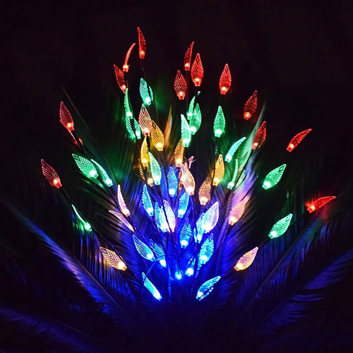 Juego de 3 piezas: Luces solares de jardín de 60 LED con forma de hoja de rama de árbol