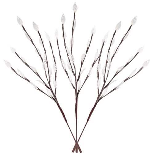 Juego de 3 piezas: Luces solares de jardín de 60 LED con forma de hoja de rama de árbol