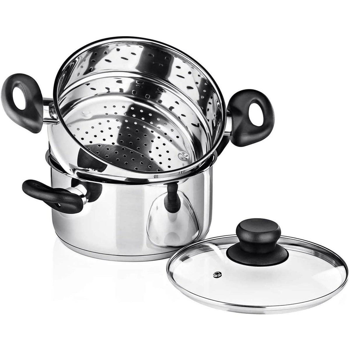 Juego de 3 piezas: Juego de canasta vaporera de acero inoxidable de 2 cuartos Chef's Star