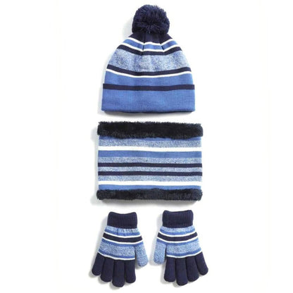 Set de 3 piezas: gorro de lana, guantes y bufanda para niños de 4 a 7 años