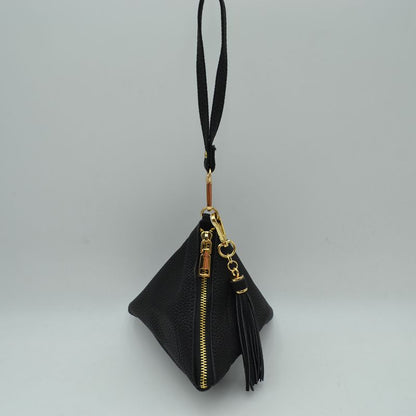 Pyramid Wristlet Clutch Bag with Tassel Accent