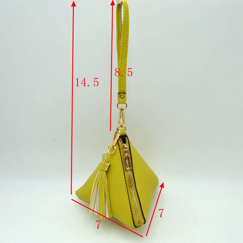 Pyramid Wristlet Clutch Bag with Tassel Accent