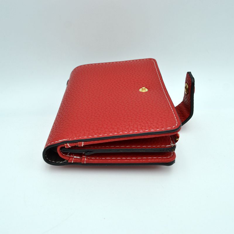 Compact Pebbled Everyday Wallet with Snap and Zipper Closure
