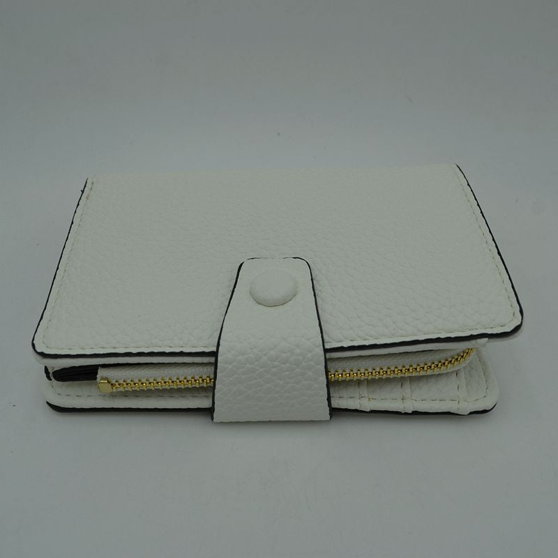 Compact Pebbled Everyday Wallet with Snap and Zipper Closure