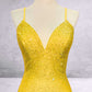 CLEARANCE - Amelia Couture 3018 Long Mermaid V-Neck Hot Pink Gown (Size 4)