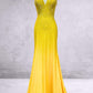 CLEARANCE - Amelia Couture 3018 Long Mermaid V-Neck Hot Pink Gown (Size 4)