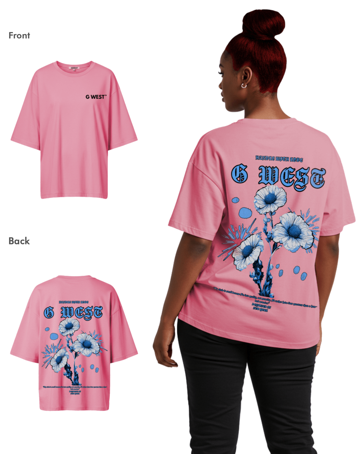 G West Womens Oversized Blue Garden Tee