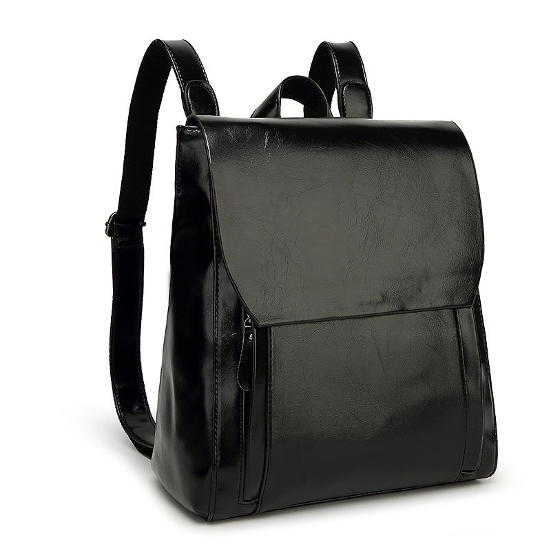 Women's With Leather Oil Wax Retro Style Backpacks