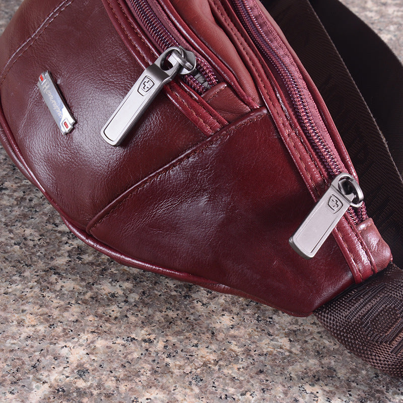 Men's Retro Genuine Leather Moon Type Large Men's Waist Packs
