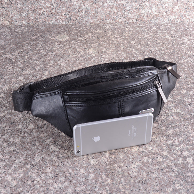 Men's Retro Genuine Leather Moon Type Large Men's Waist Packs