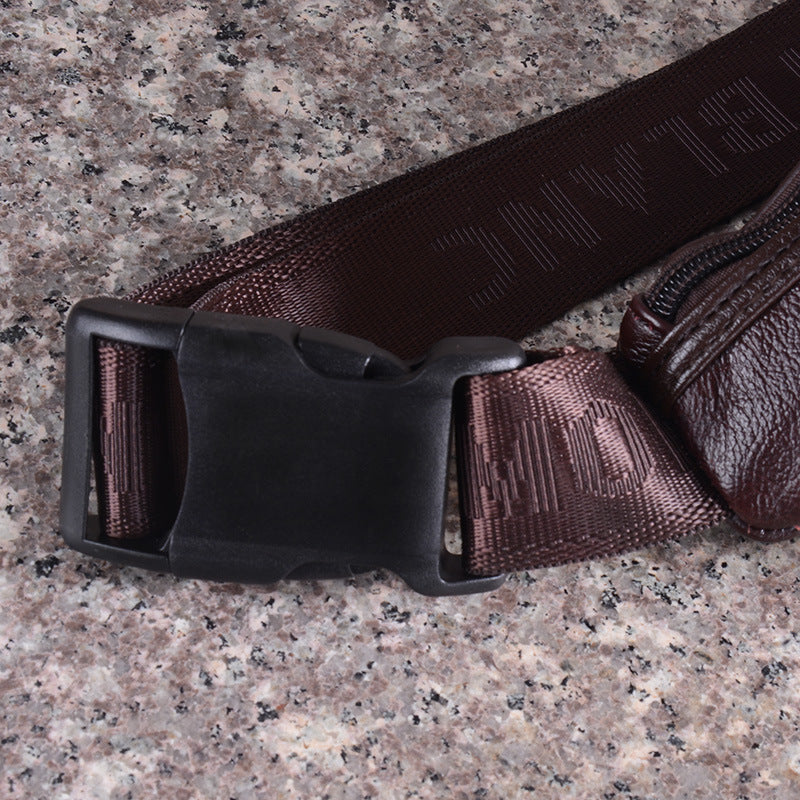 Men's Retro Genuine Leather Moon Type Large Men's Waist Packs