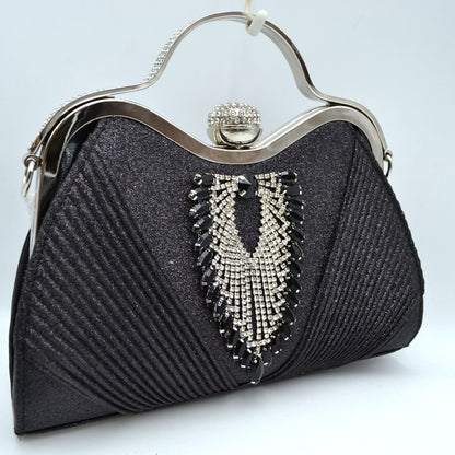 Elegant Shimmer Evening Clutch Bag with Rhinestone Embellishments