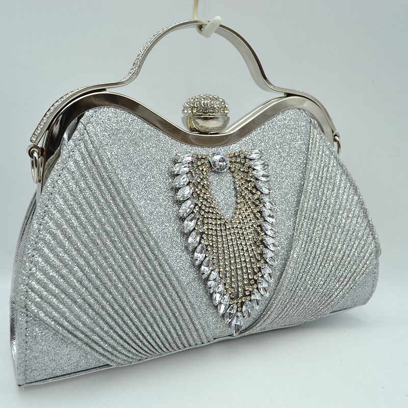 Elegant Shimmer Evening Clutch Bag with Rhinestone Embellishments