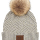 C.C Women's Heather Beanie Hat With Pom And Suede Patch