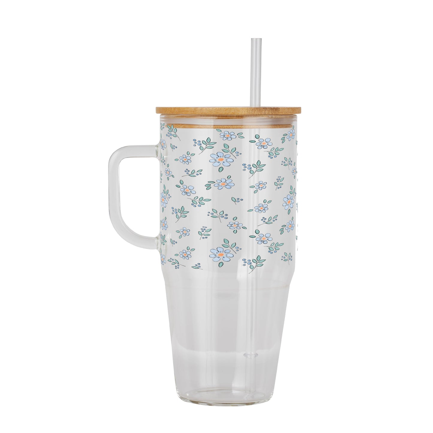 Minimalist Blue Flowers Glass Cups