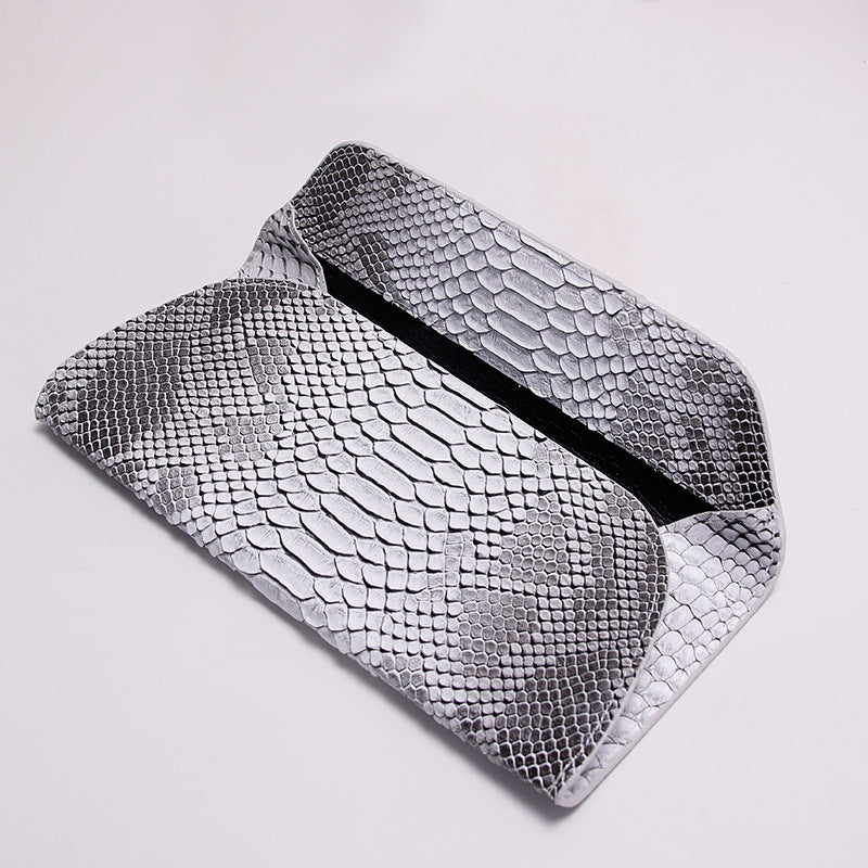 Women's Fan Embossed Snake Pattern Long Handbags