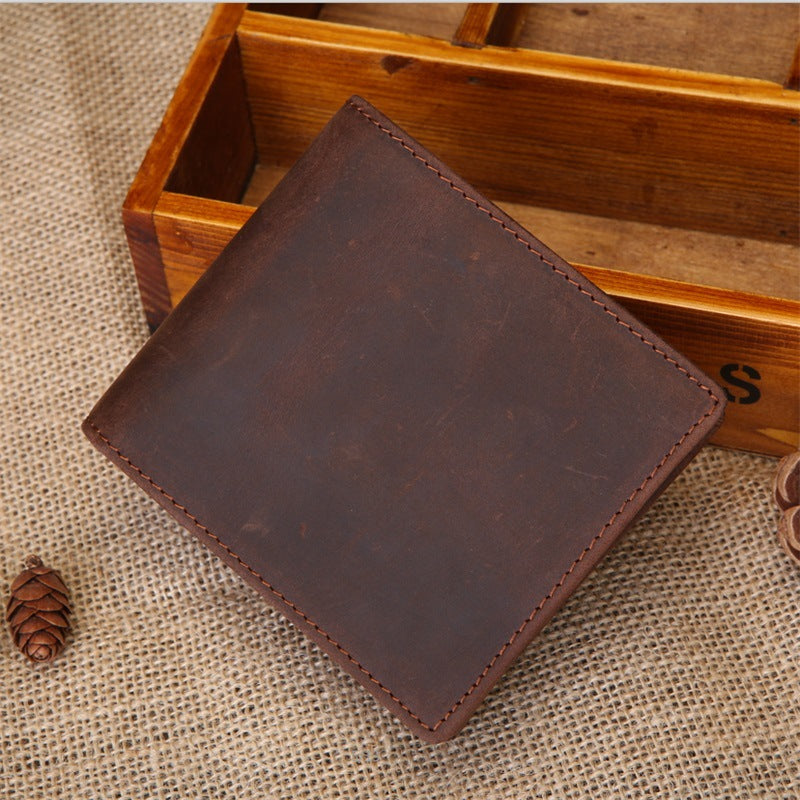Men's Leather Short Business First Layer Cowhide Ladies Wallets