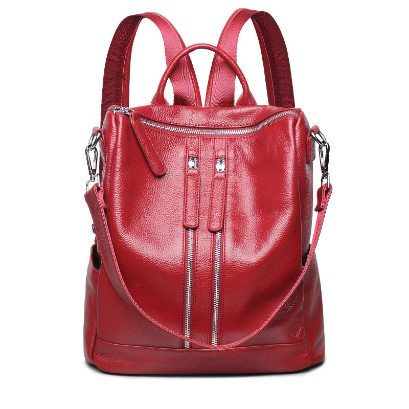 Women's Leather Oxford Woven Large Capacity Tide Backpacks