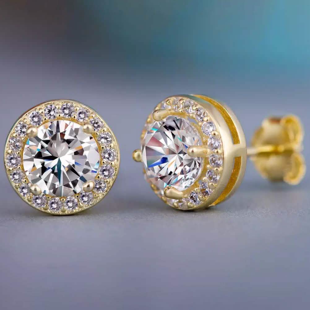 Pendientes tipo botón halo de 3,44 CTTW con elementos de Swarovski