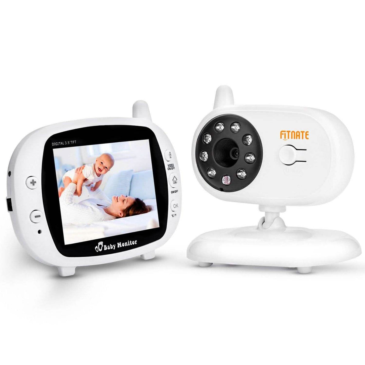 3.5" Monitor Inalámbrico de Bebé con Audio y Video, Cámara Digital, Visión Nocturna y Visor de Seguridad