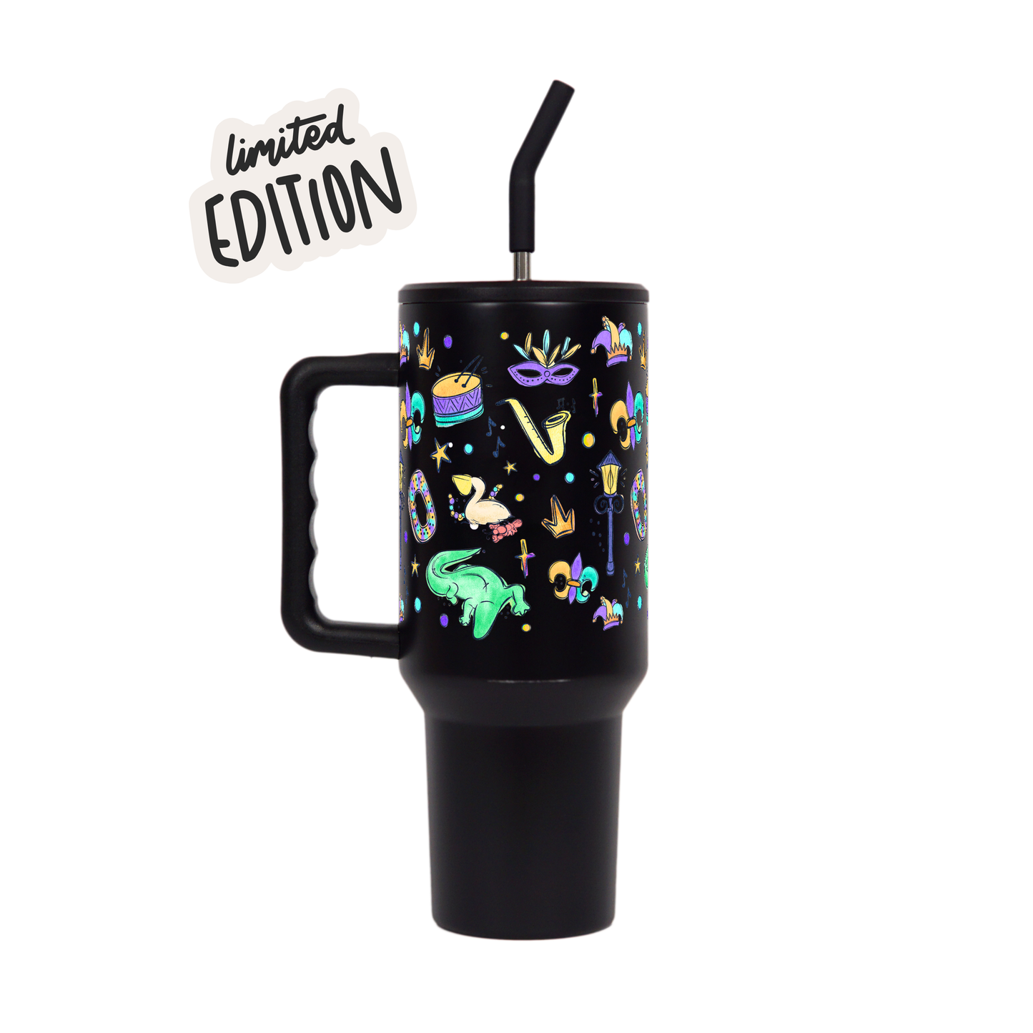 Watercolor Mardi Gras Glass Cups