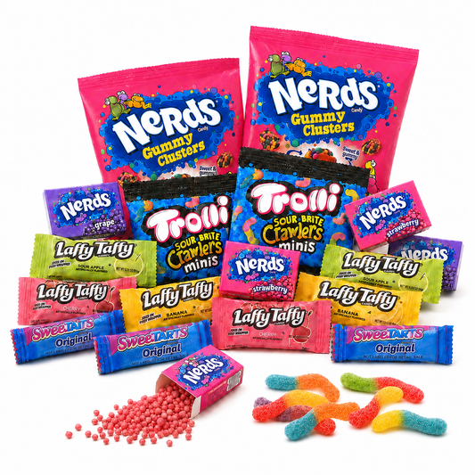 Sweet & Sour Candy Assortment – Nerds, Nerds Gummy Clusters, Laffy Taffy, Sweetarts & Trolli Sour Bite