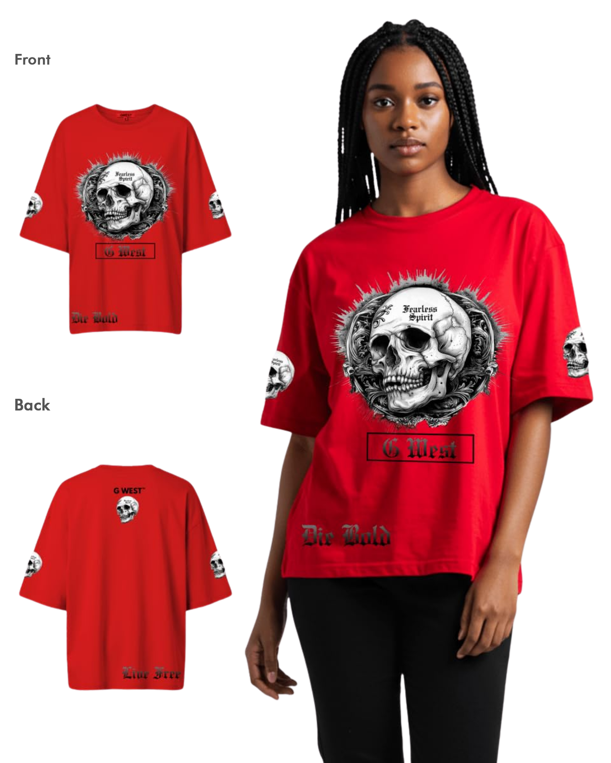 G West Womens Fearless Spirit Oversized Tee