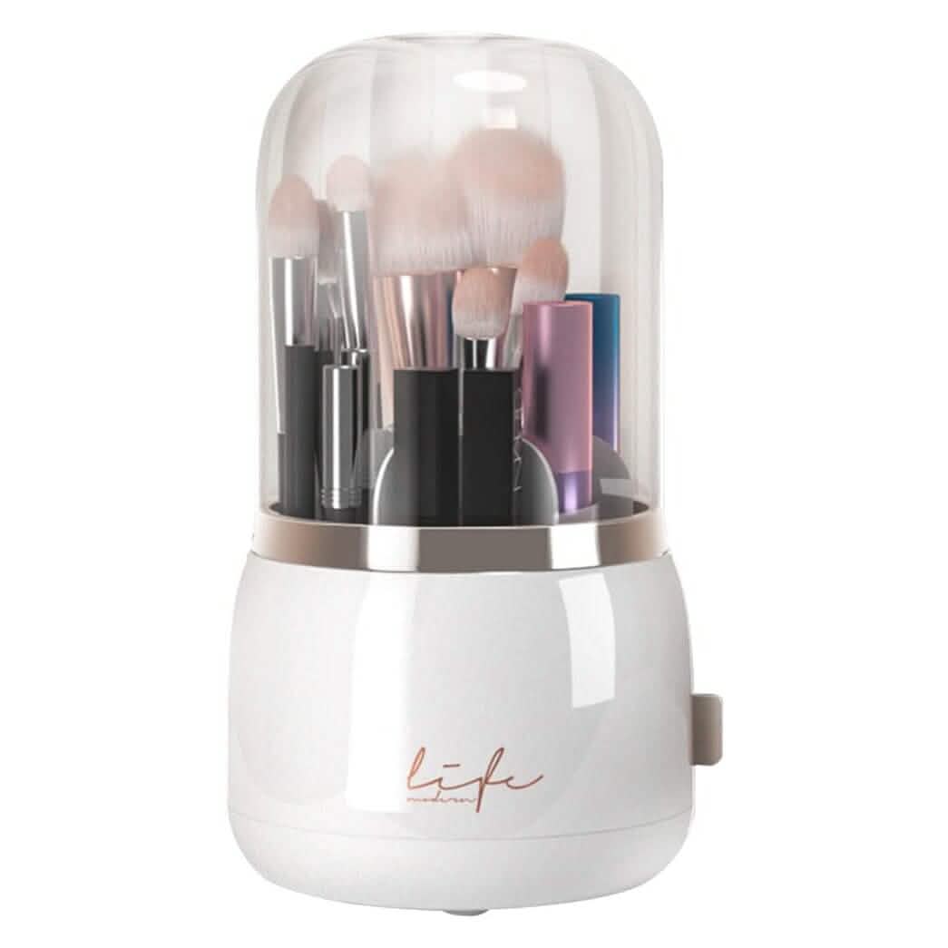 Organizador de brochas de maquillaje giratorio 360° con tapa