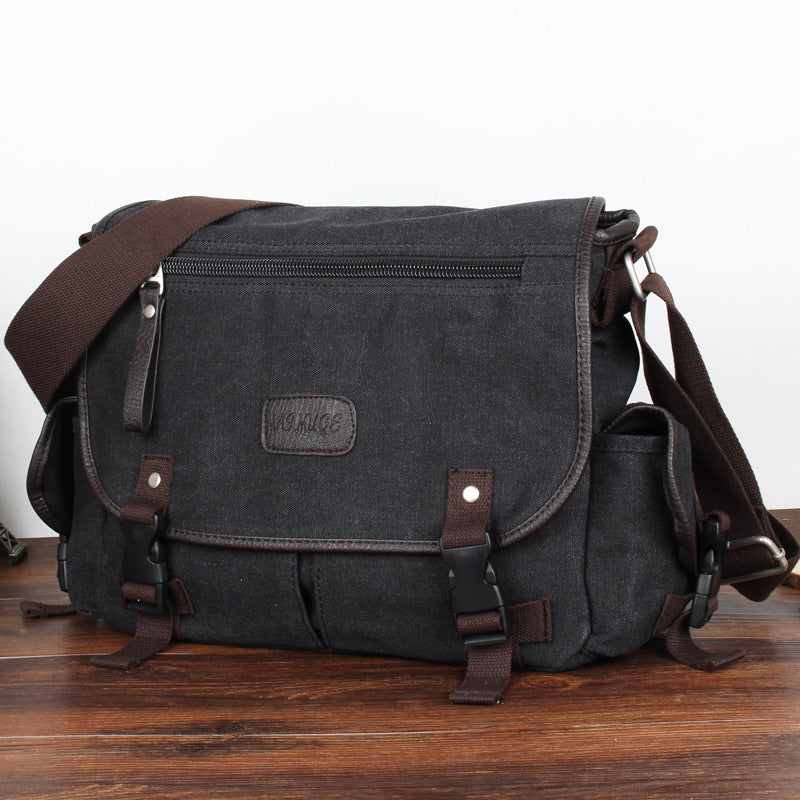 Men's Unique Versatile Canvas Horizontal Fashion Men's Messenger Bags