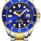 Stuhrling Original Mens Dive Watch Swiss Movement Stainless Steel Blue Dial Stainless Steel Bracelet 100M Water Resistant