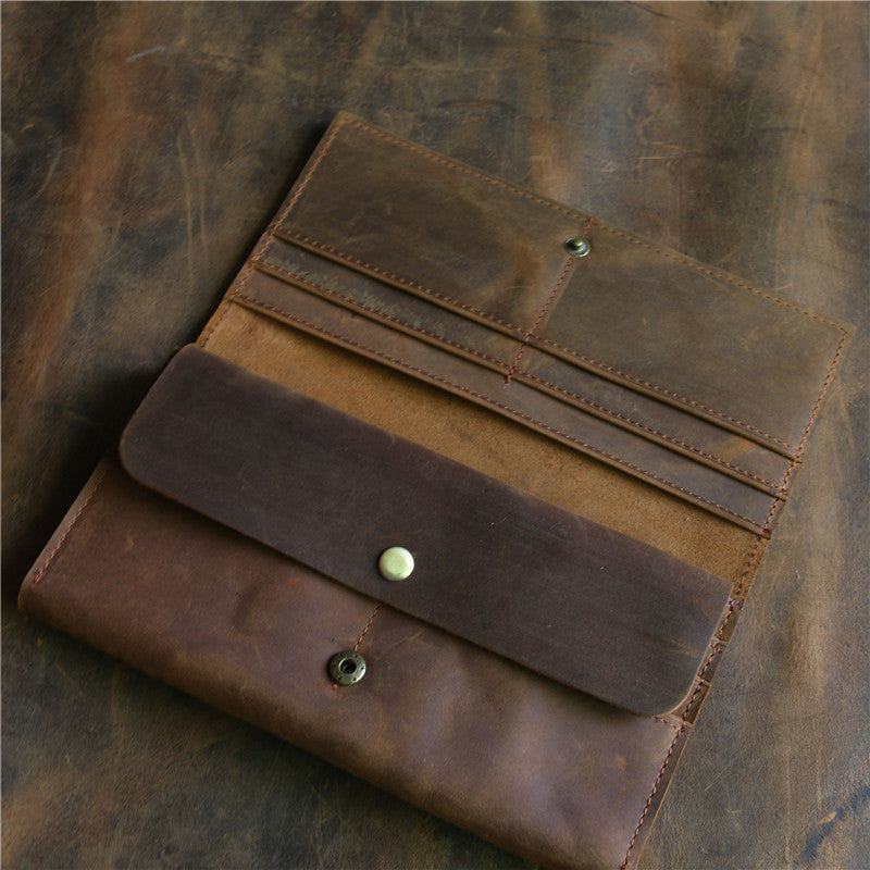 Women's & Men's First Layer Cowhide Crazy Horse Leather Men's Wallets
