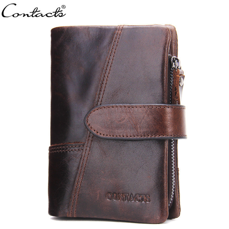 Men's Black Angel Three Fold Cowhide Activity Men's Wallets