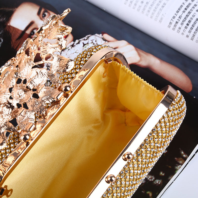 Leaves And Flowers Dinner Diamond Clutch Makeup Bags