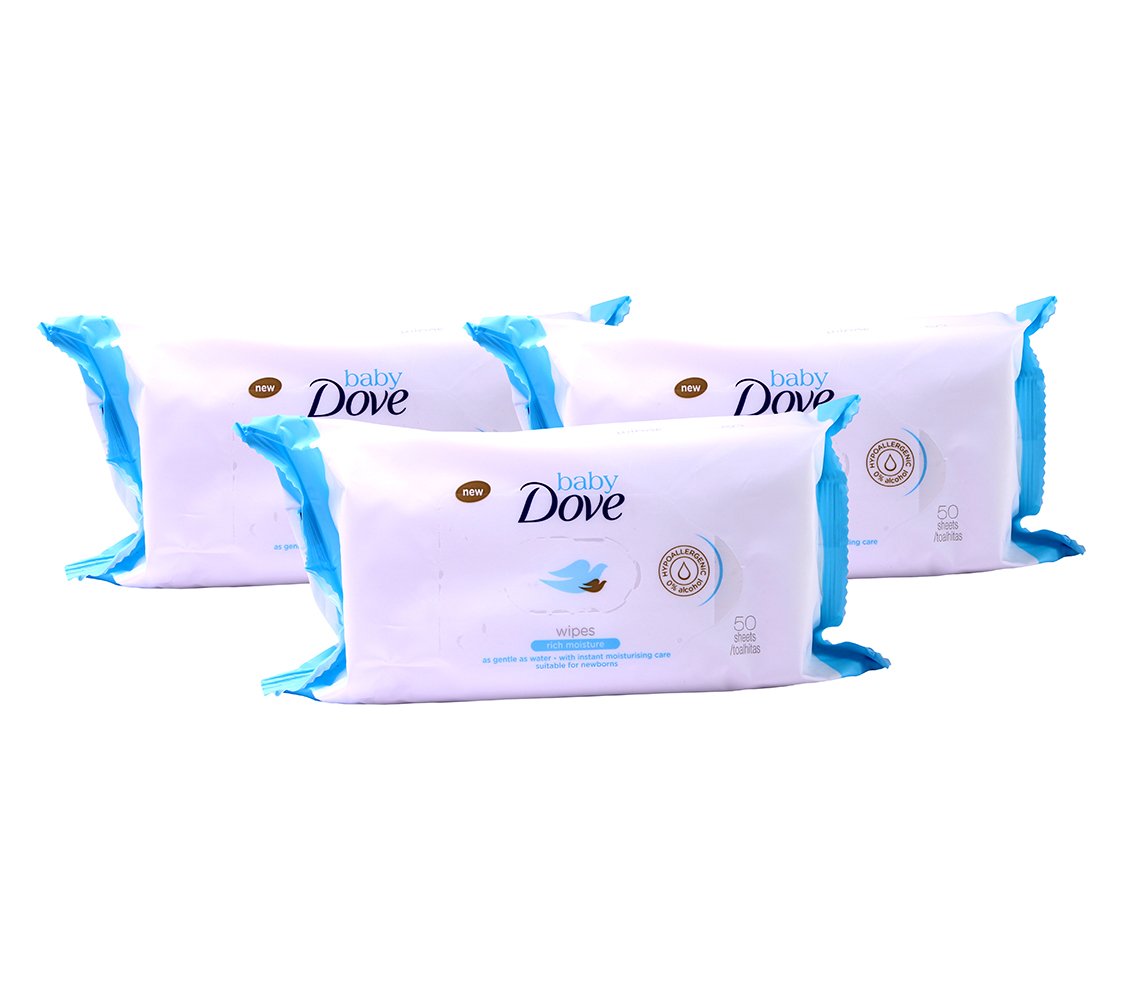 Dove Toallitas de Bebé Humedad Enriquecida 50 Toallitas (Paquete de 3)