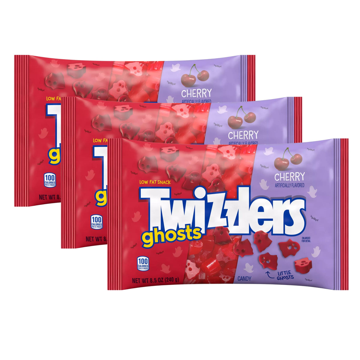 Dulces masticables Twizzlers con sabor a cereza, fantasmas – Bolsa de 8.5 oz