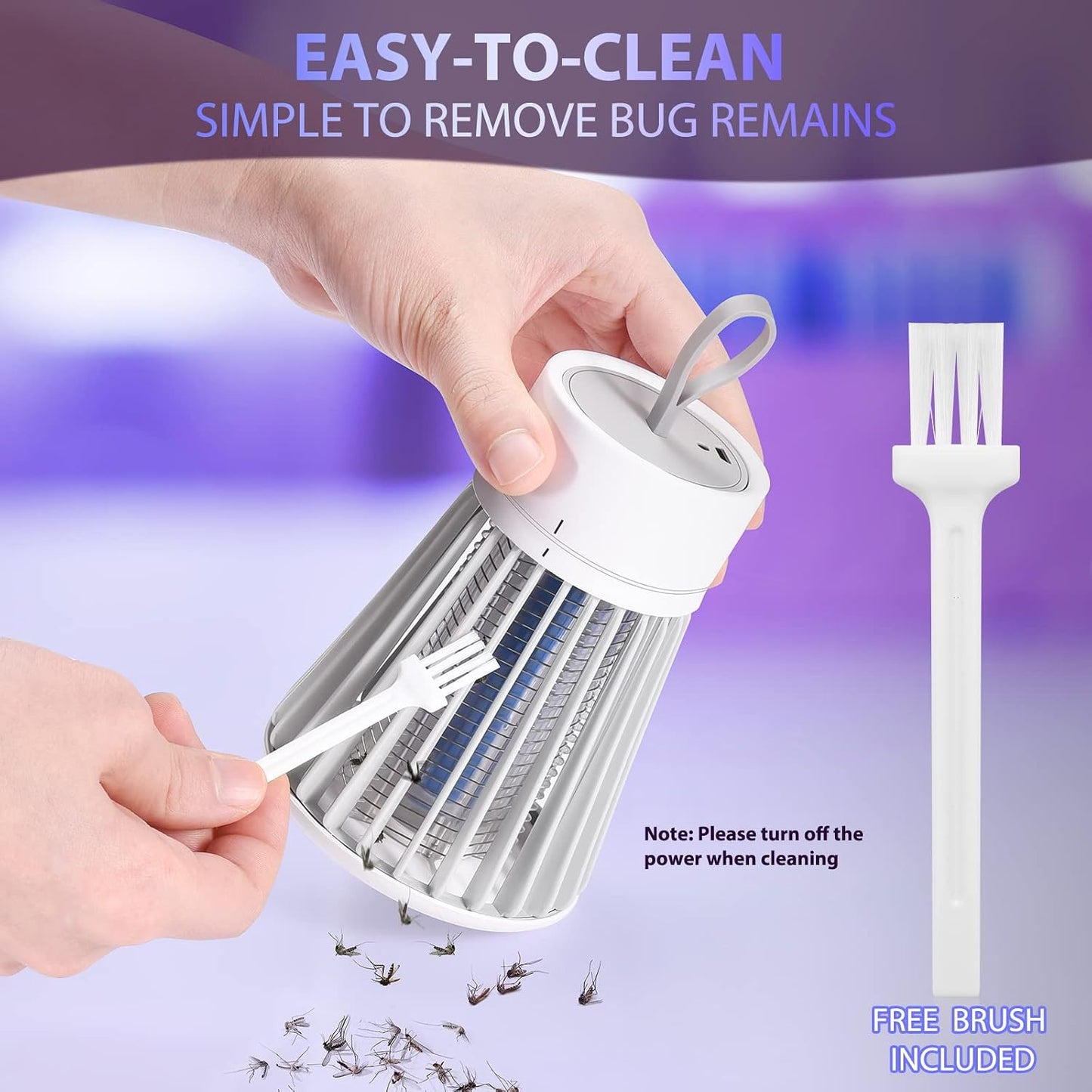 Mosquito Zapper, Rechargeable Bug Zapper with Safety Grid for Home and Camping, USB Charging Cordless Design, Purple Light Insect Killer for Indoor Outdoor Patio