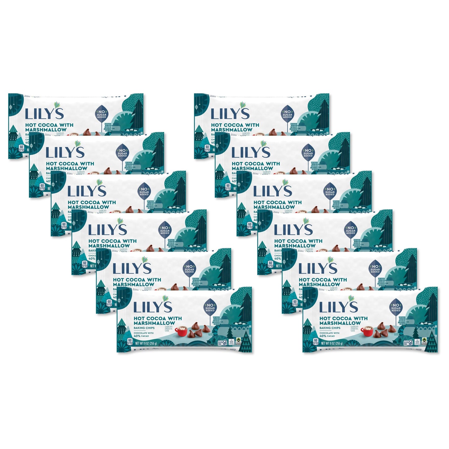 Chocolate caliente LILY’s con chispas de malvavisco para hornear – Sin azúcar añadido – 255 g