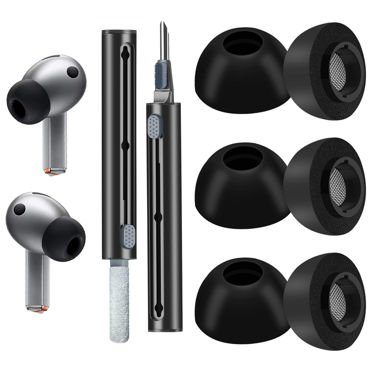 Almohadillas de espuma para Samsung Galaxy Buds3 Pro - Máxima comodidad y ajuste inquebrantable con almohadillas de espuma con memoria - Repuestos de almohadillas - L