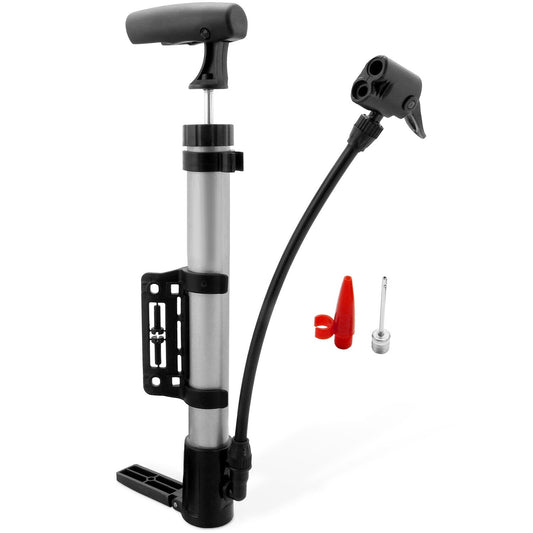 Bomba de aire portátil para bicicleta, inflador de neumáticos, bomba de aire para balones con soporte para cuadro para bicicleta de montaña o carretera